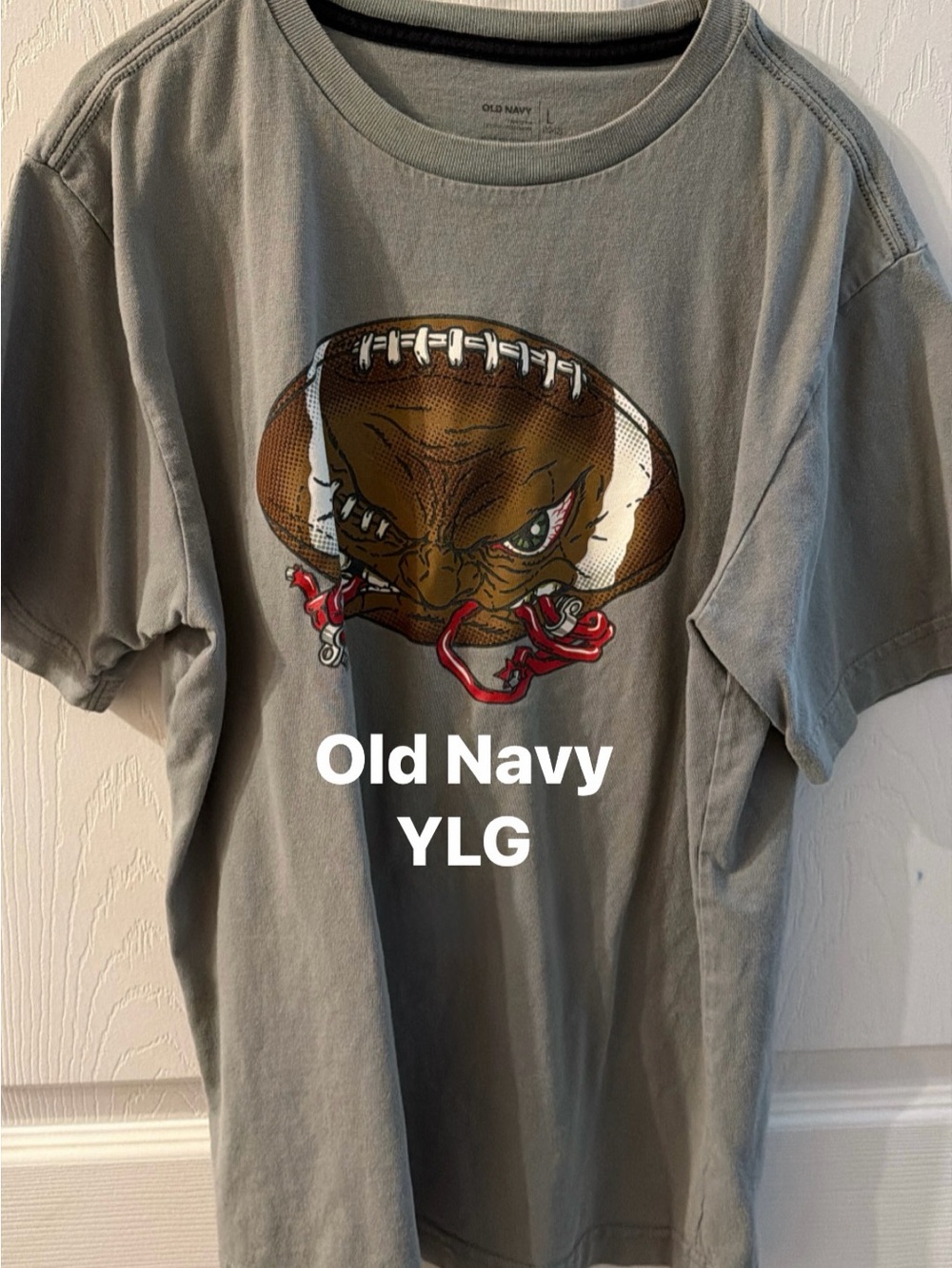 Old Navy Gray Short-Sleeve Tee with Football Face Graphic